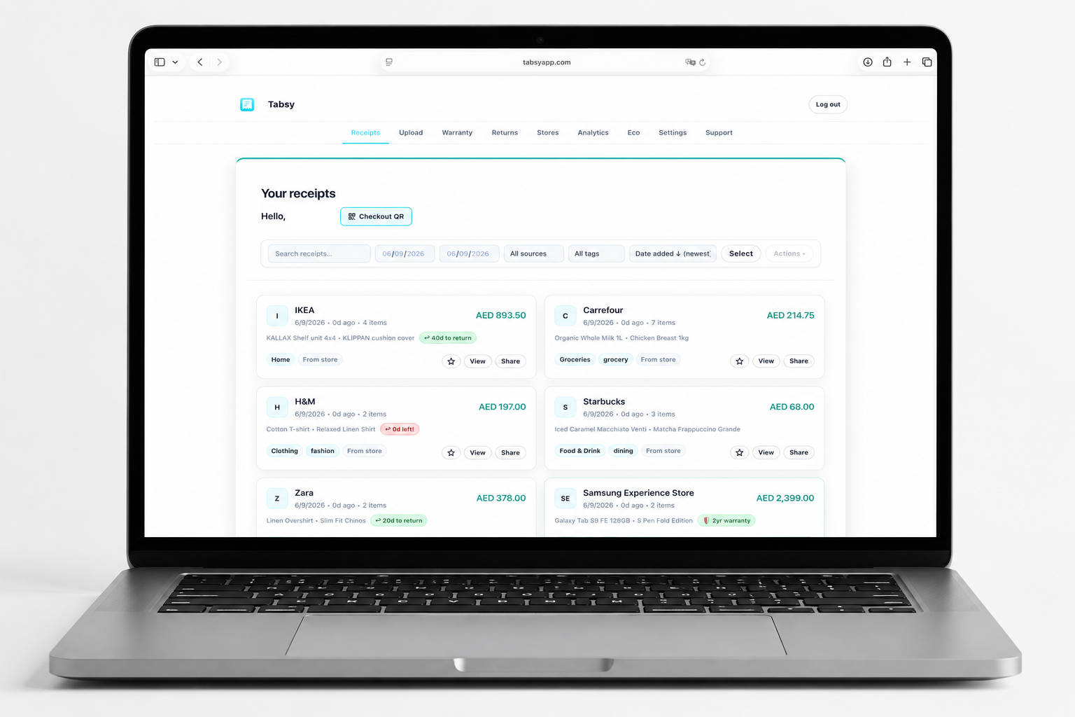 Novri shopper dashboard