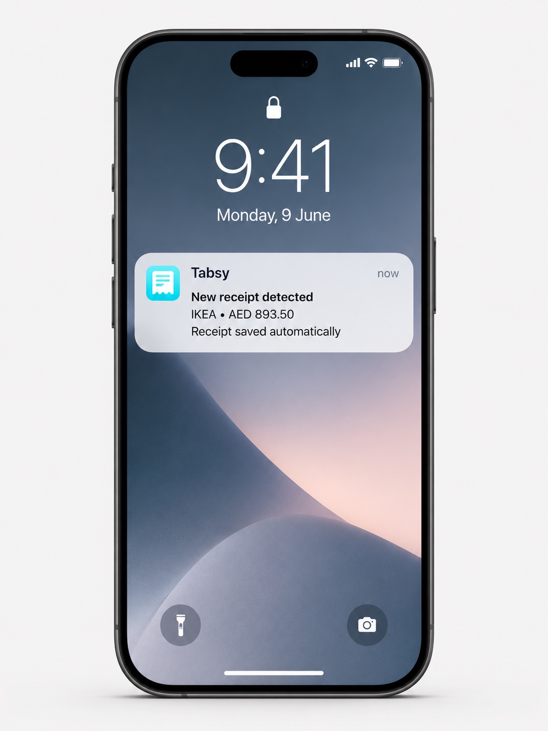 Novri push notification — new receipt detected