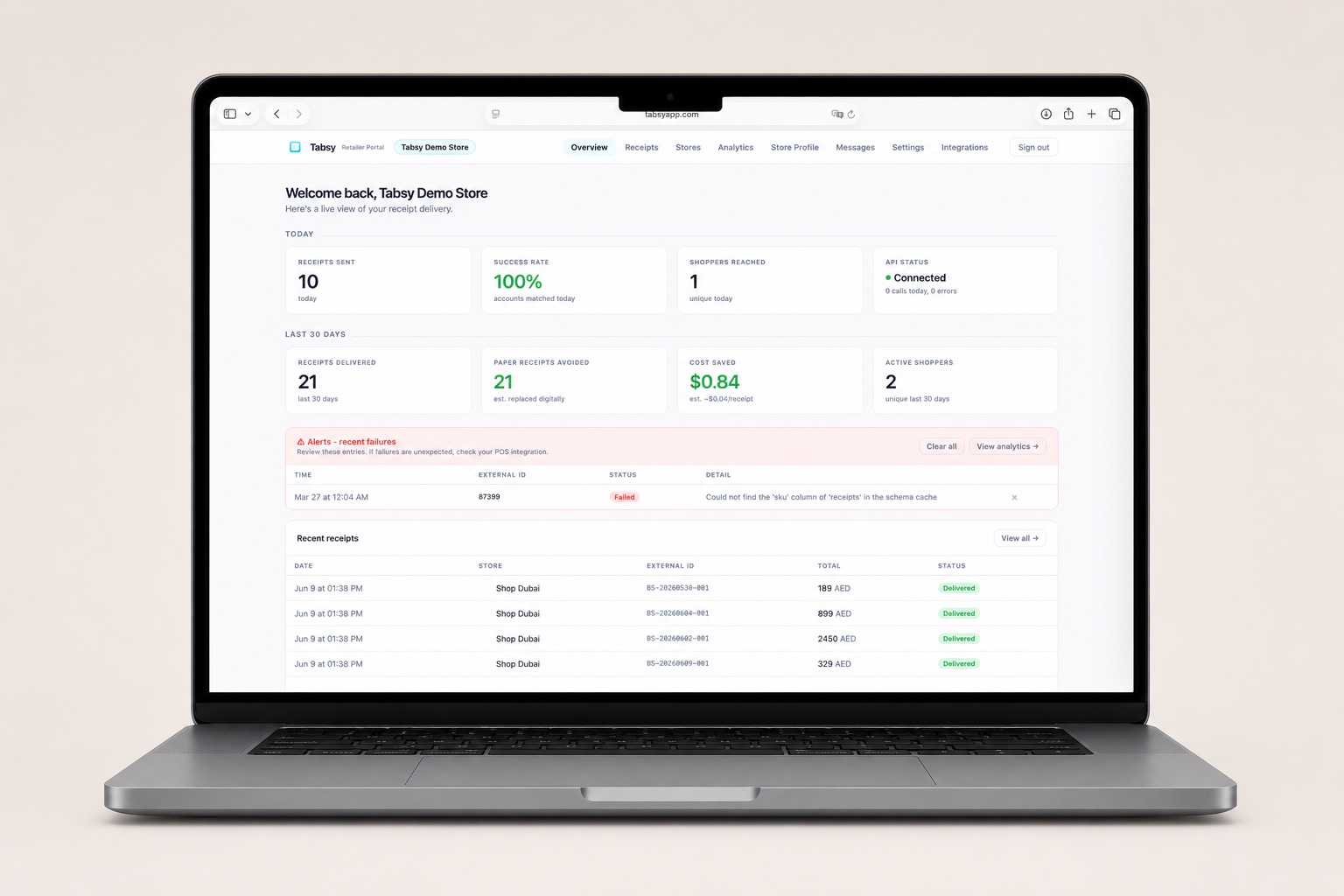 Novri retailer portal dashboard
